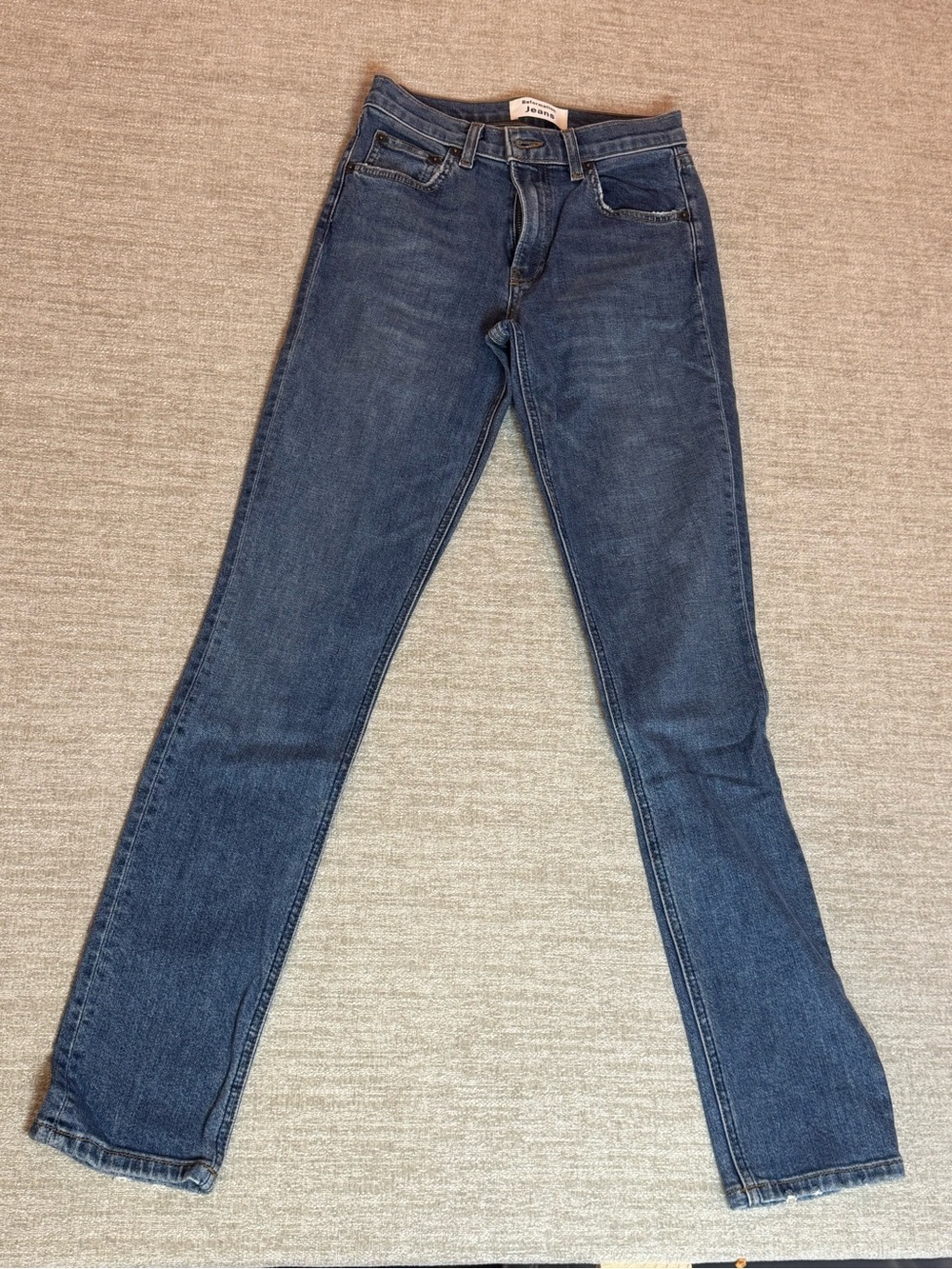 Reformation Dark Blue Mid Rise Skinny Jeans